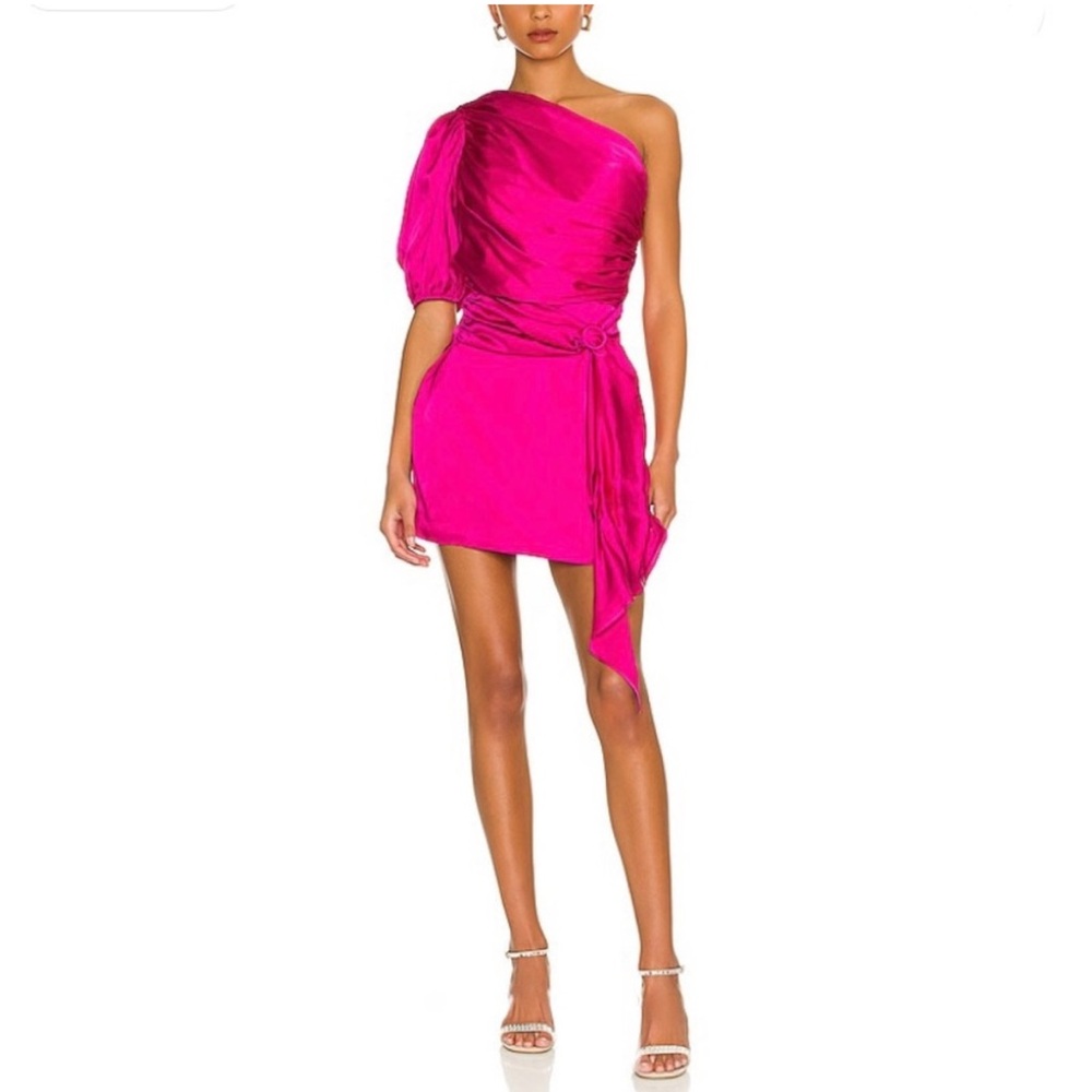Amanda Uprichard Pink One-Shoulder Mini Dress